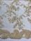 1 Yard Beige Corded Mesh Lace Fabric with Sequins Double Scalloped Embroidery, 54” Wide